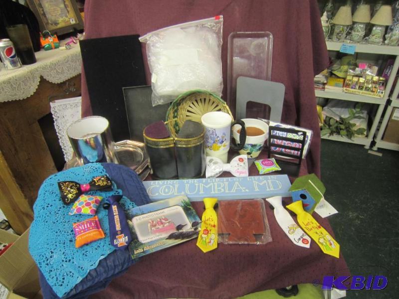 lot 710 image: Bookends, Placemats, Box Ties, Serving Trays, Disney Mug, Misc, Etc
