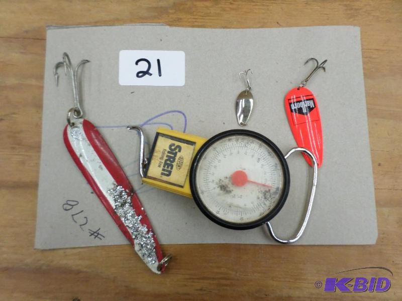 lot 21 image: (3) Spoon Lures & (1) Scale...