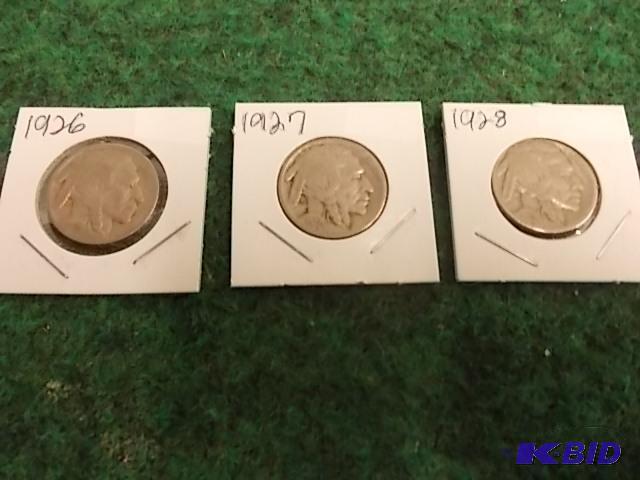 3-Buffalo Nickels With Very Strong Dates 1926...