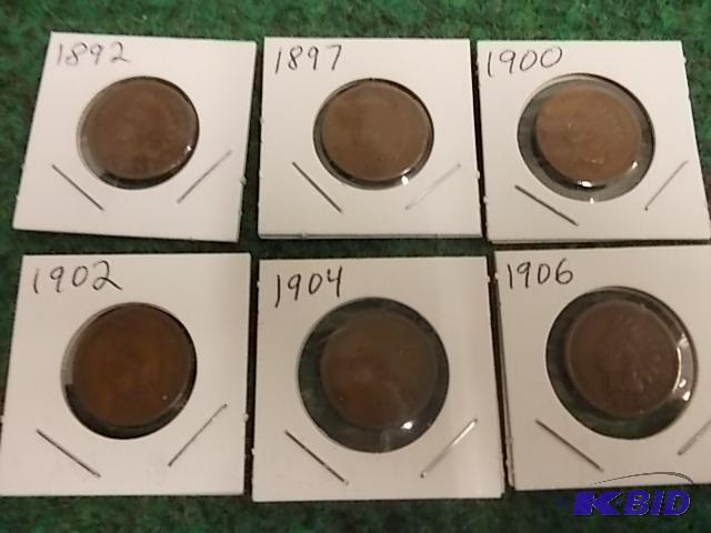 6-Indian Head Pennies With Different Dates 1...