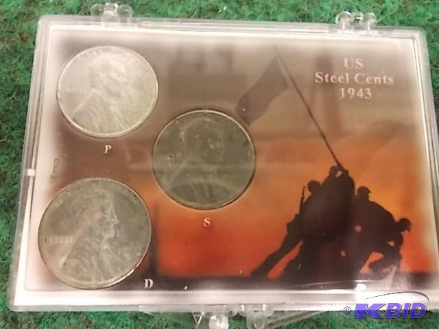 Set Of 1943 Steel Pennies In Collector Case...