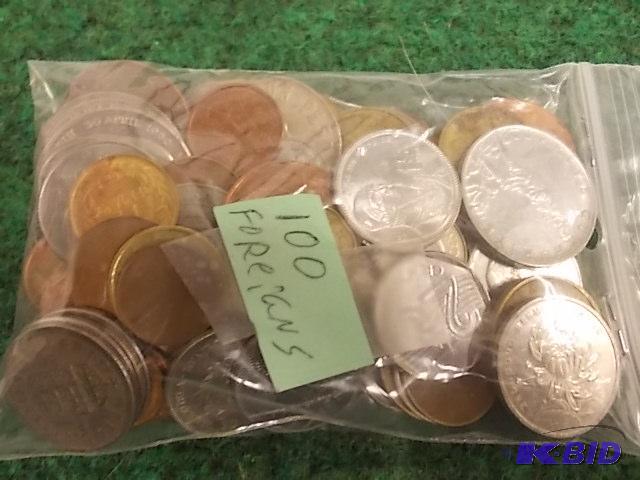 Bag Lot Of 100 Foreign Coins...