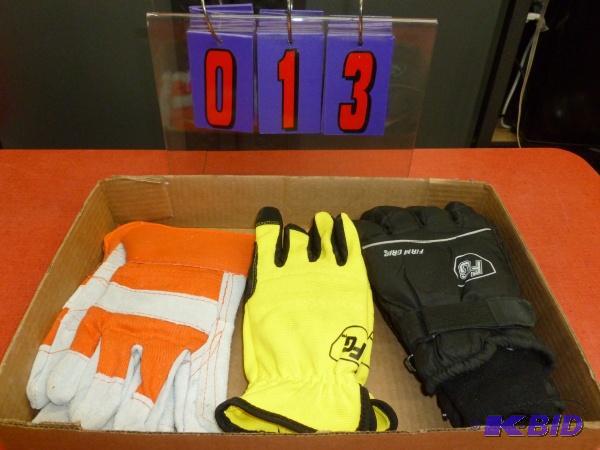 Flat of 3 pair of gloves size large to xl. as...