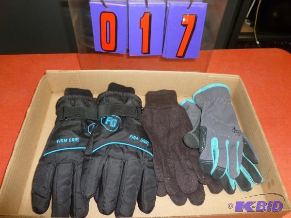 Flat of 3 pair of medium gloves. As shown. Te...