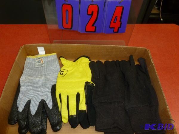 Flat of 3 pair of size large gloves. As shown...