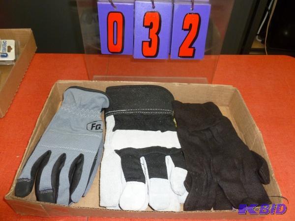 Flat of 3 pair size large work gloves. As sho...