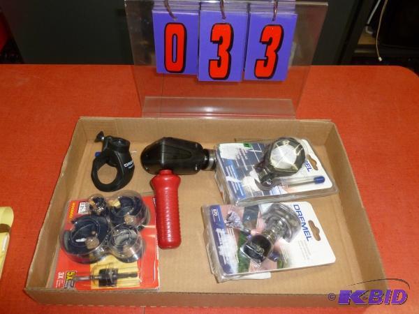 Flat of dremmel accessories, 90 degree attach...