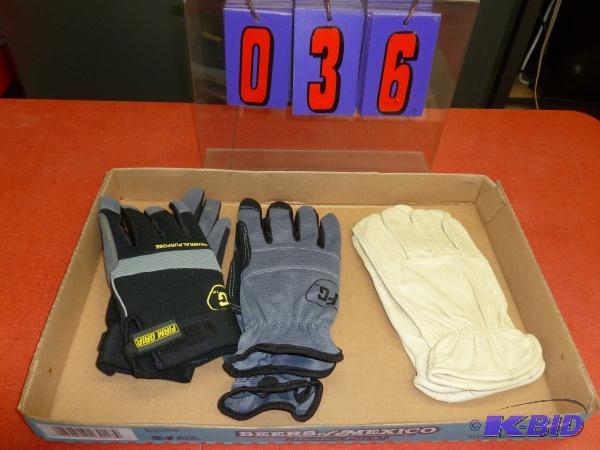 Flat of 3 pair size small and medium leather ...
