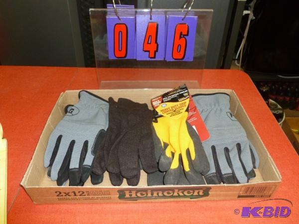 Flat of 4 pair size large work gloves. As sho...