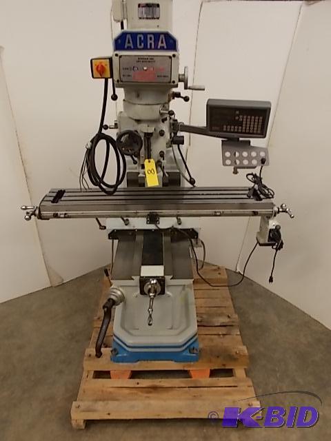 lot 8 image: Acra Model AM3VVV Vertical Knee Mill, 10 x 54...