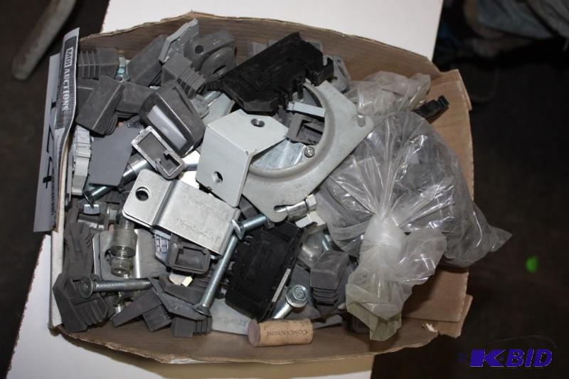 lot 124 image: Box Lot of Miscellaneous Hardware Including Bolts L-Bend Support Pieces Nuts And More.