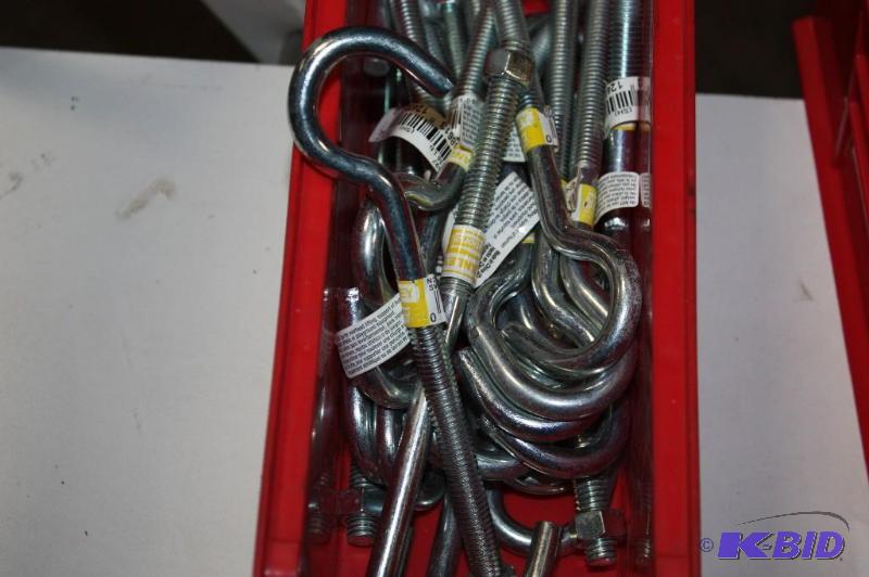 lot 128 image: Container Lot of Open Eye-Lit Hooks Metal wBolt Ends 38 x 7.