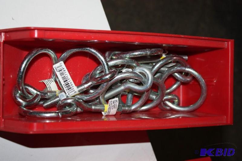 lot 135 image: Container Lot of Plated Eye Bolts wCircular Ring Attached 38 x 3 34 2.
