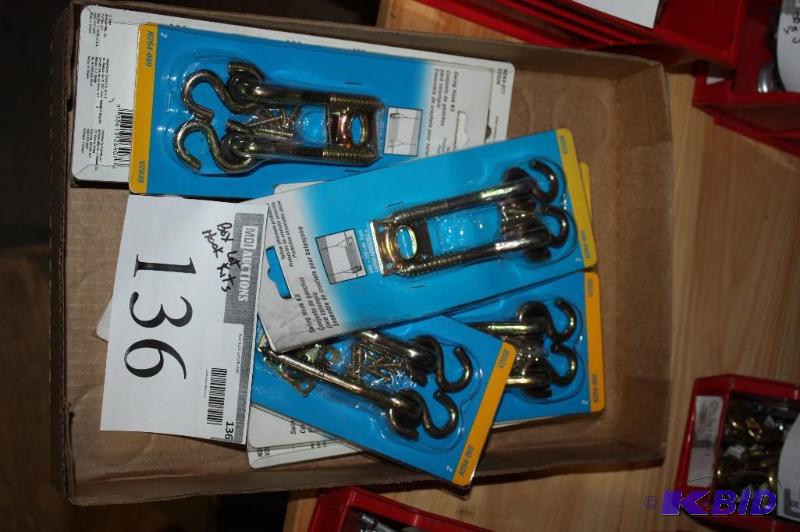 lot 136 image: Box Lot of Swing Hook Kits Includes 2 Hooks perBox For Hanging Swinging Benches Etc.