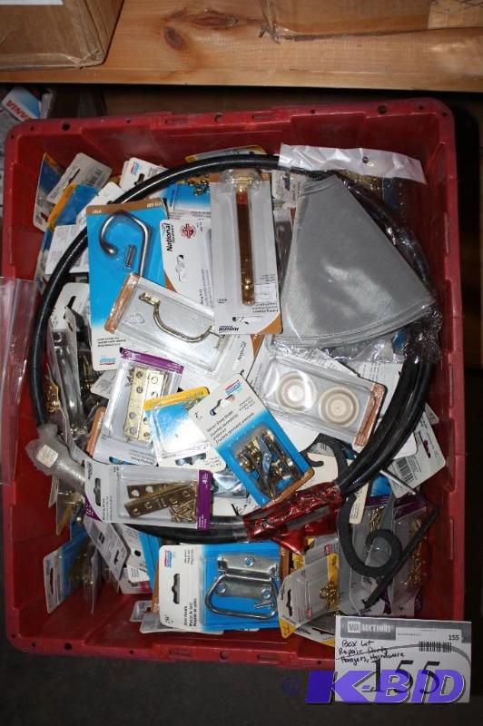 lot 155 image: Box Lot Including Metal Hanging Brackets Chair Scratchless Bottoms Metal Handles And More.