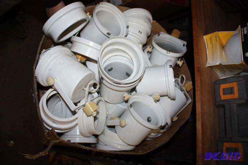 lot 164 image: Box Lot of Lighting Fixtures White Includes Mount & Attached Cord.