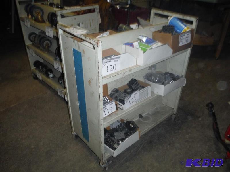lot 166 image: Roller Shelf wWheels Handle 6 Shelves 27 x 18 x 42 Contents Not Included.
