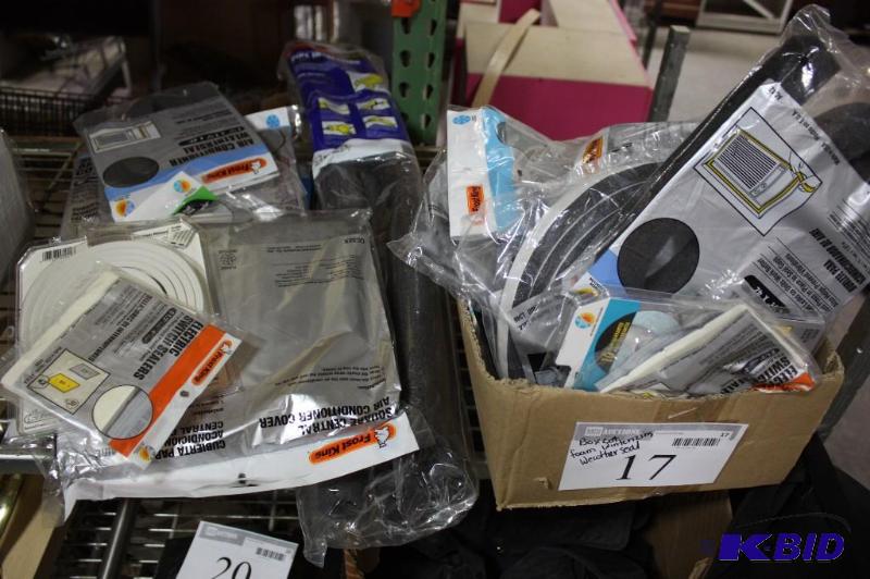 lot 17 image: Box Lot Including Vinyl Foam Weatherseal Square Central Air Conditioner Cover And More.