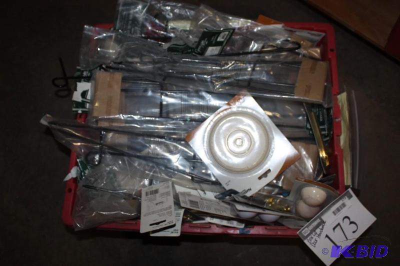 lot 173 image: Box Lot of Miscellaneous Door Hardware Including National Soft wall Door End Clothes HooksAndMore