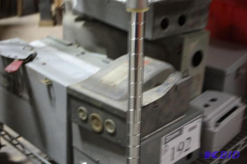 lot 192 image: Lot of (8) Electrical Boxes Miscellaneous Styles & Sizes Metal.