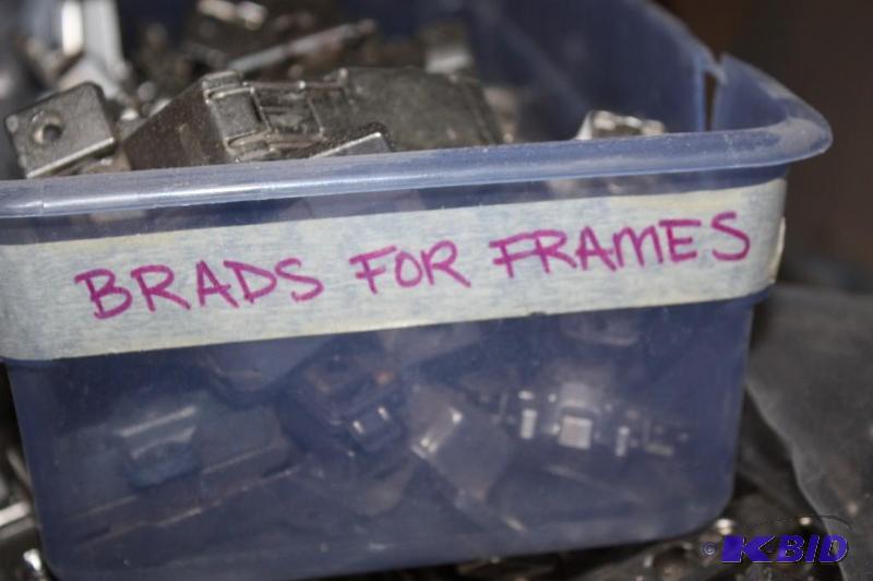 lot 28 image: Bin Lot Including Grass Brand Screw-On Metal Hinges Brads For Frames.