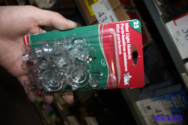 lot 43 image: (22) Boxes of Mini-Light Holders Suction Cups wMetal Wire Hangers 25per Box