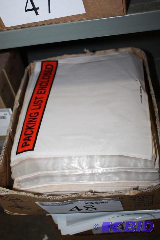 lot 48 image: Box of Packaging List Enclosed Envelopes wWhite Label Area & Packaging List Enclosed Label.