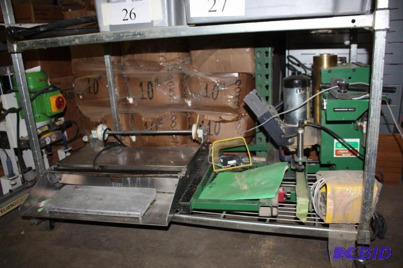 lot 6 image: Shelf Lot Including Restaurant Shrink Wrap Machine, Steel wAttachment Chute.