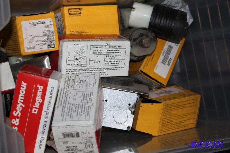 lot 61 image: Box Lot Including Turnlok Plug Hubbell InsulGrip Twist-Lock Plug Turnlok Plug And More.