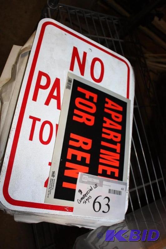 lot 63 image: Lot of Commercial Signs Including Sorry Were Closed Handicapped Parking No Parking Tow Away.