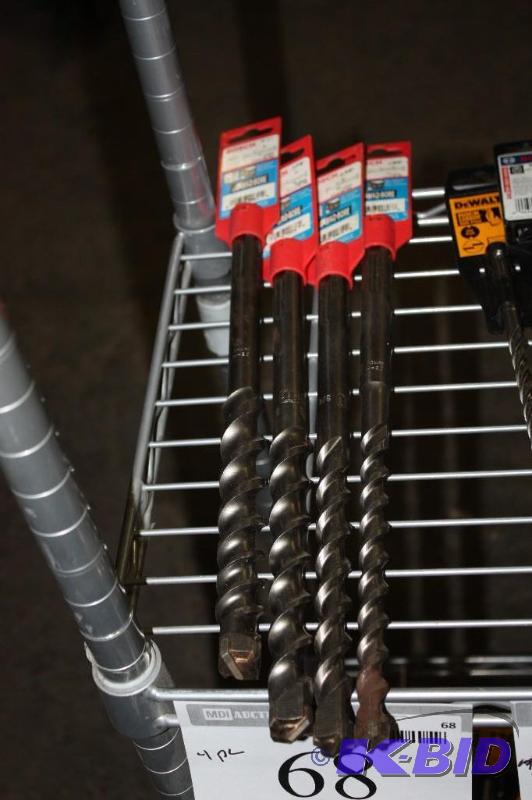 lot 68 image: (4) Hammer Bit Set Including Bosch Wild-Bore 1, 78, 34, 58 x 13.