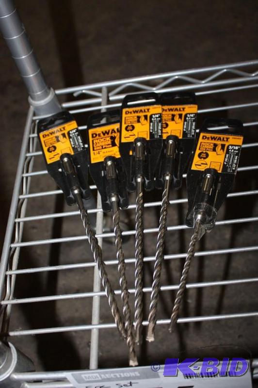 lot 75 image: (5) Hammer Bit Set Including DeWalt Rock Carbide SDS Plus 38 12 58 And More.