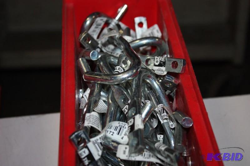 lot 84 image: Box Lot of Metal J Hooks Pre-Drilled Screw Holes.