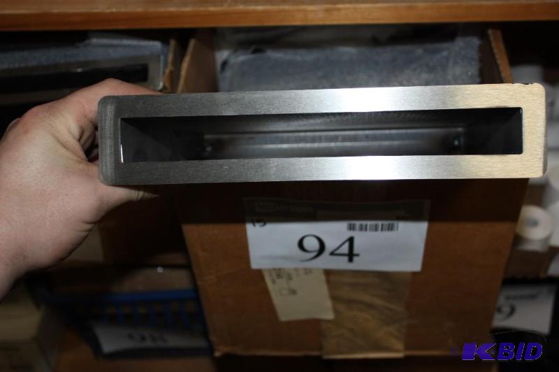 lot 94 image: (15) Metal Containers Rectangular Silver Face wEntrance Slip Chrome Finish.