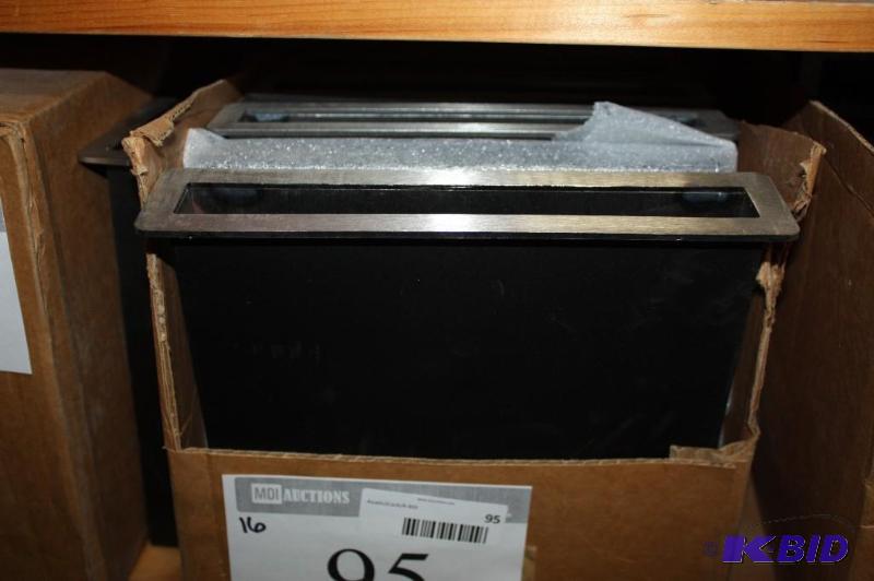 lot 95 image: (16) Metal Containers Rectangular Silver Face wEntrance Slip Chrome Finish.