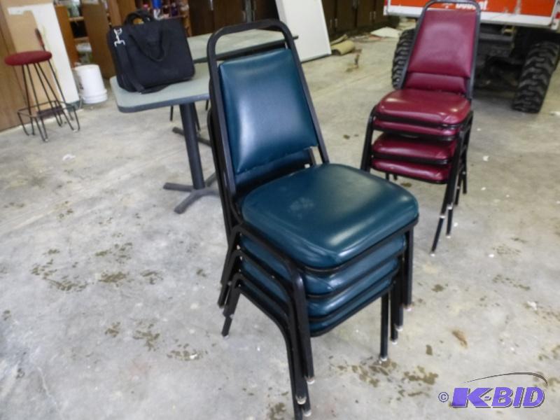 lot 41 image: Restaurant chairs Green in color Stackable c...