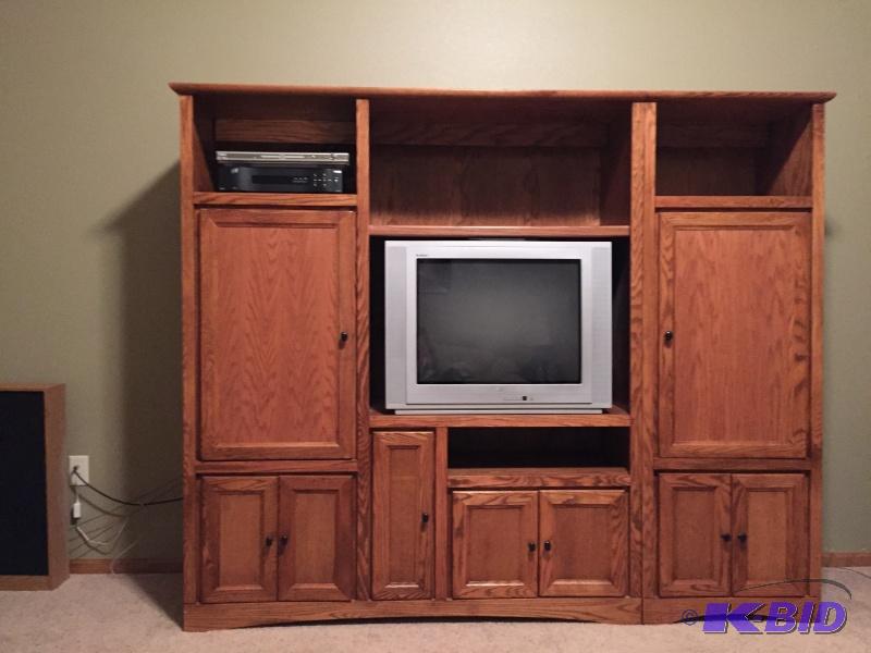 lot 44 image: Oak Entertainment system 84" wide x 72&...