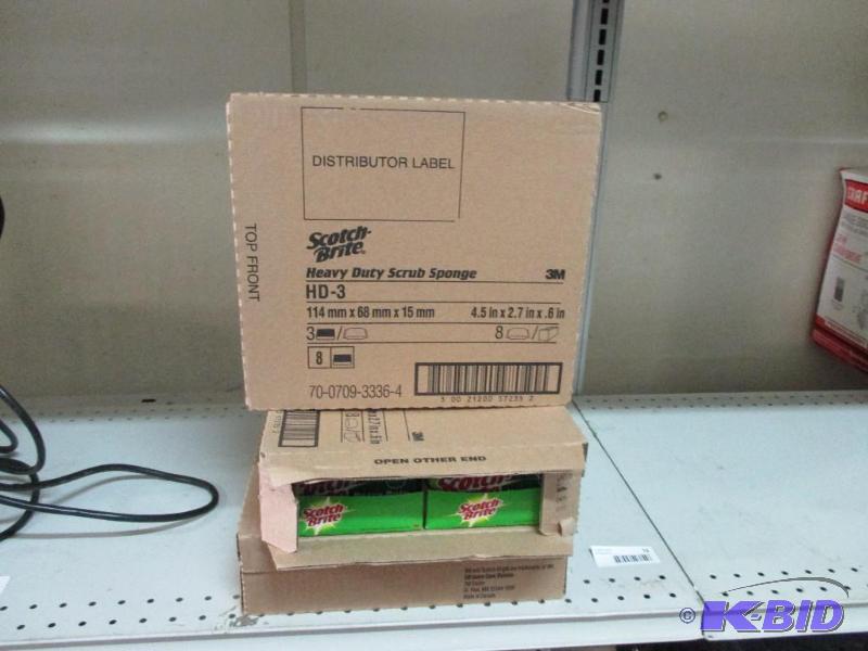 lot 74 image: 3 boxes of Scotch brite sponges...