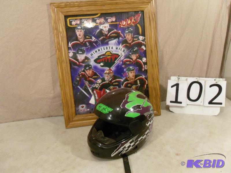 lot 102 image: CTS Helmet Marked Large 60 and Framed Minneso...