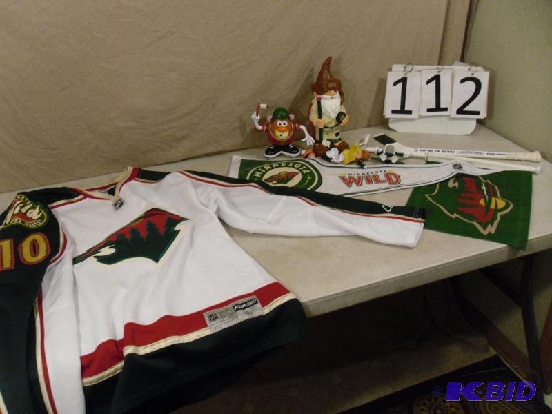 lot 112 image: Minnesota Wild Hockey Items. Large Gaborik Je...