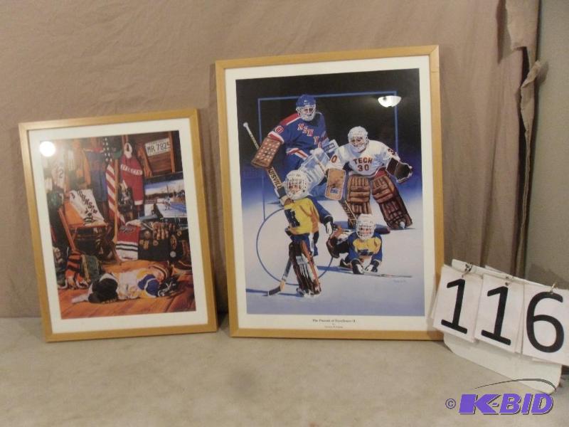 lot 116 image: Lot of 2 Framed Hockey Prints. By&nbspFogart...
