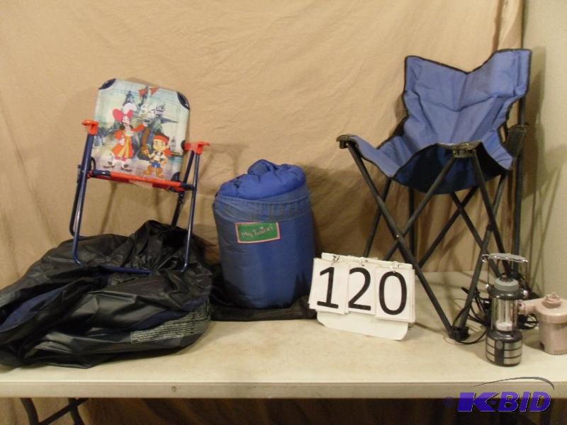 lot 120 image: Full Air Mattress, Pumps, Lantern, Sleeping ...