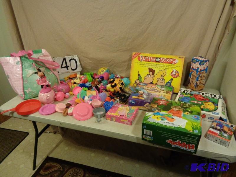 lot 140 image: Lot of Assorted Toys and Games. Jenga, Battle...