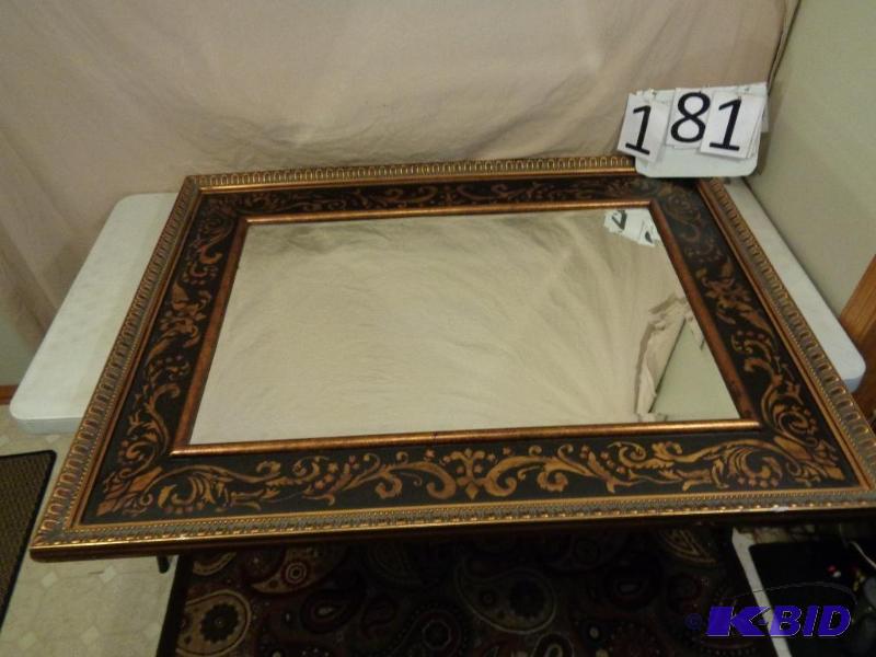 lot 181 image: Large Framed Mirror. Measures approximately 5...