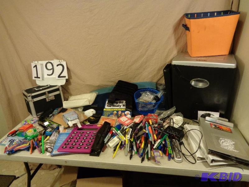 lot 192 image: Lot of Office Supplies. Paper Shredder, 3 Hol...