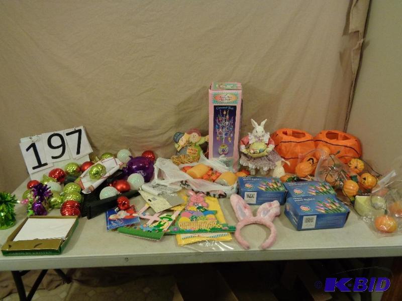 lot 197 image: Lot of Holiday Decor. Easter Tree, New Lights...