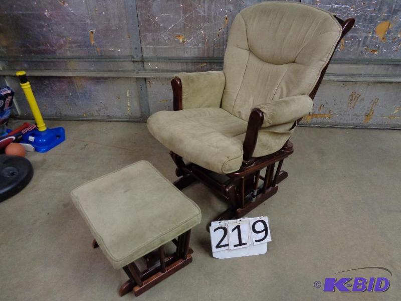 lot 219 image: Sharmag Glider Rocker with Footrest. Needs Cl...