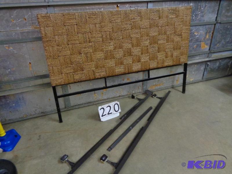 lot 220 image: King Size Steel Frame Wicker Headboard with R...