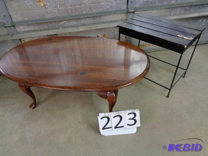 lot 223 image: Oval Coffee Table and End Table. Scratches, s...