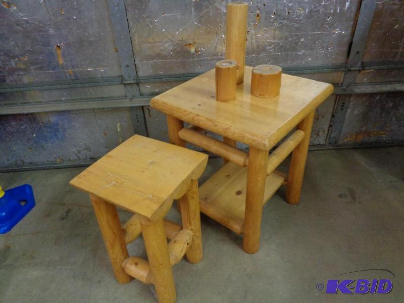 lot 36D image: 2 Log Style End Tables  Bed Side Tables and ...